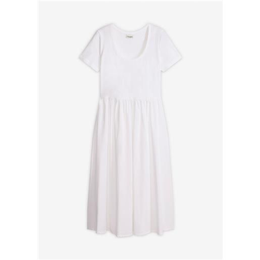 bonprix abito in jersey di materiale misto con maniche corte-bianco