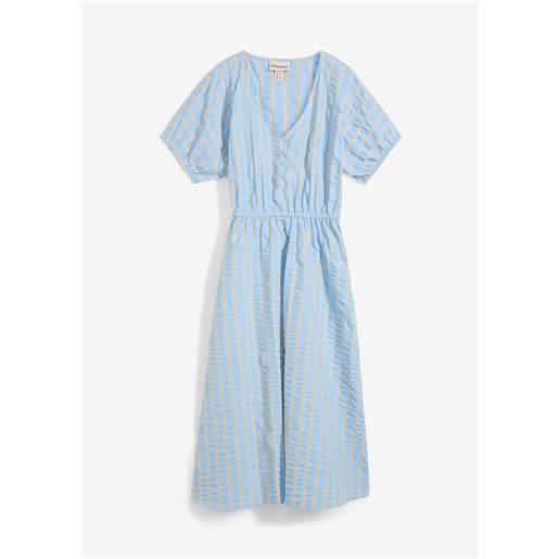 bonprix abito midi in seersucker di puro cotone-blu