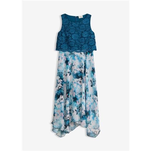 bonprix abito in chiffon con pizzo fine-petrolio