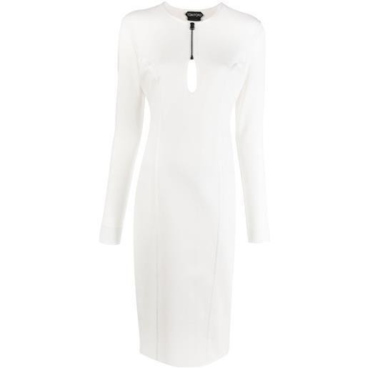 TOM FORD abito midi con scollo a v - bianco
