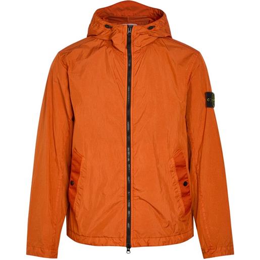 Stone Island piumino con cappuccio e logo - arancione