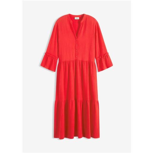 bonprix abito midi in mussola morbida-rosso