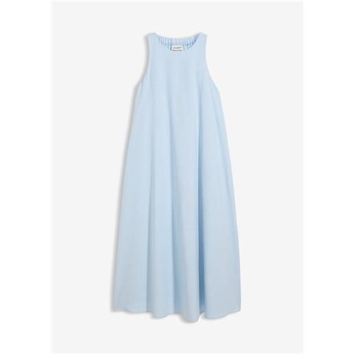 bonprix abito midi svasato in misto viscosa-blu
