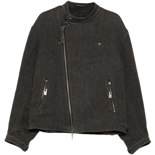 Yohji Yamamoto giacca biker a righe - nero
