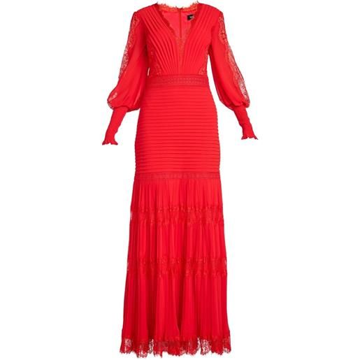 Tadashi Shoji abito lungo nyssa con inserti in pizzo - rosso