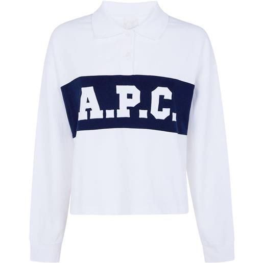 A.P.C. polo brianne con applicazione logo - bianco