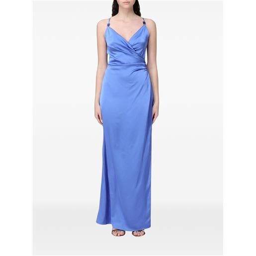 Hanita abito lungo in raso - blu