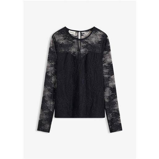 bonprix maglia a maniche lunghe in pizzo raffinato-nero