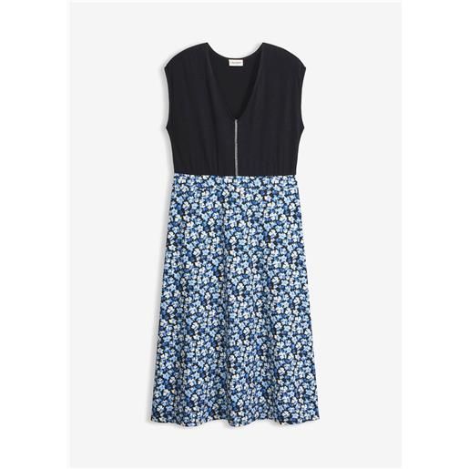 bonprix abito midi in jersey di misto viscosa-blu