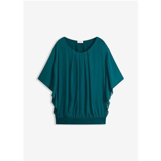 bonprix blusa in chiffon con canotta-verde