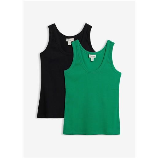 bonprix canotta a coste con cotone biologico (pacco da 2)-verde