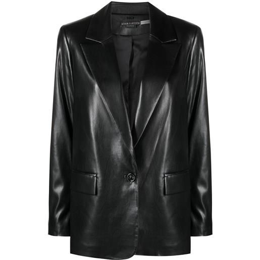 alice + olivia blazer in finta pelle - nero