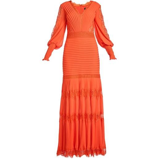 Tadashi Shoji abito lungo nyssa con inserti in pizzo - arancione