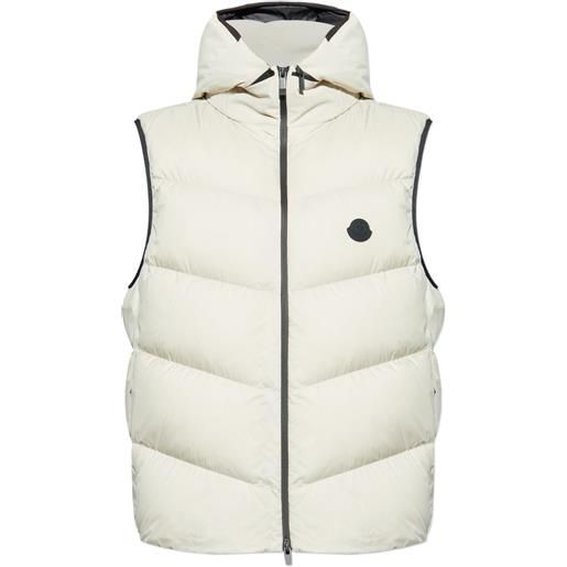 Moncler gilet imbottito guersac con cappuccio - grigio