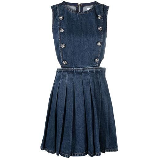 Self-Portrait abito corto denim con dettaglio cut-out - blu