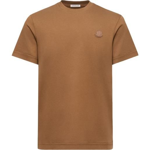 Moncler t-shirt con applicazione logo - marrone
