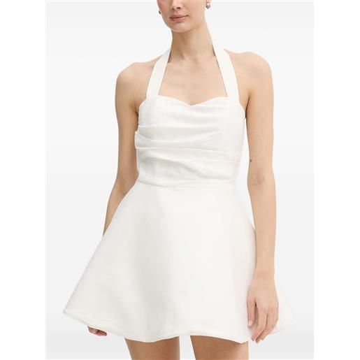 Bardot abito corto sabine con scollo all'americana - bianco