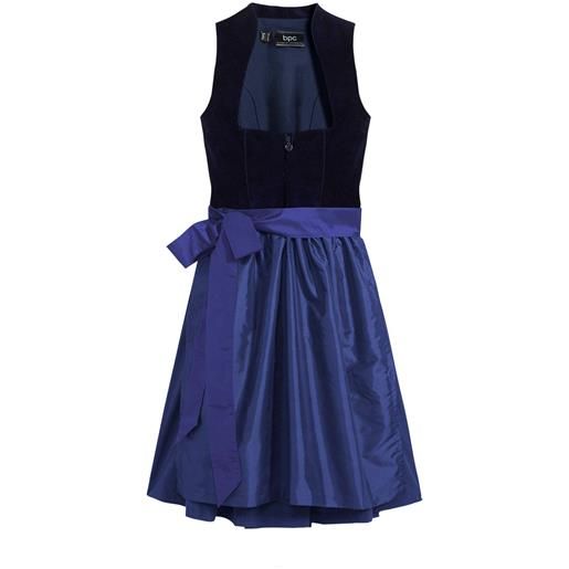 bonprix abito bavarese con bustino in velluto e grembiule in raso (set 2 pezzi)-blu