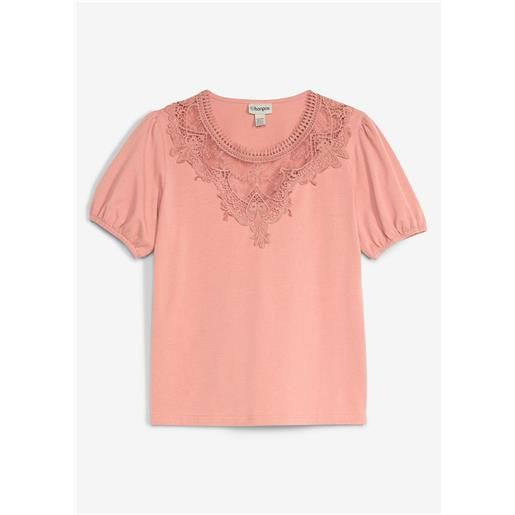 bonprix maglia in cotone elasticizzato-rosa