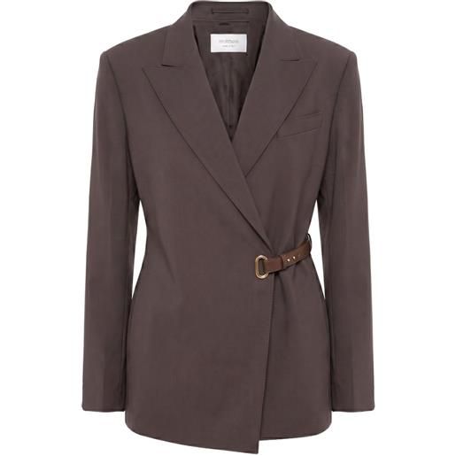 Sportmax blazer a portafoglio con cintura - marrone