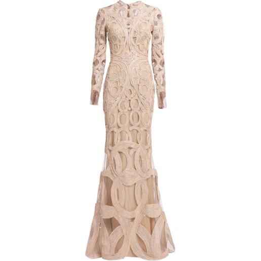 Elie Saab abito lungo con paillettes - toni neutri