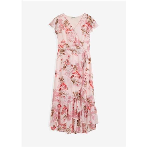 bonprix abito di chiffon con volant-rosa