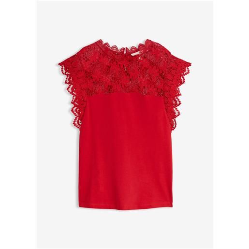 bonprix maglia con inserto in pizzo-rosso