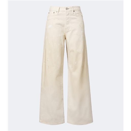 Acne Studios jeans distressed a gamba larga con pelle