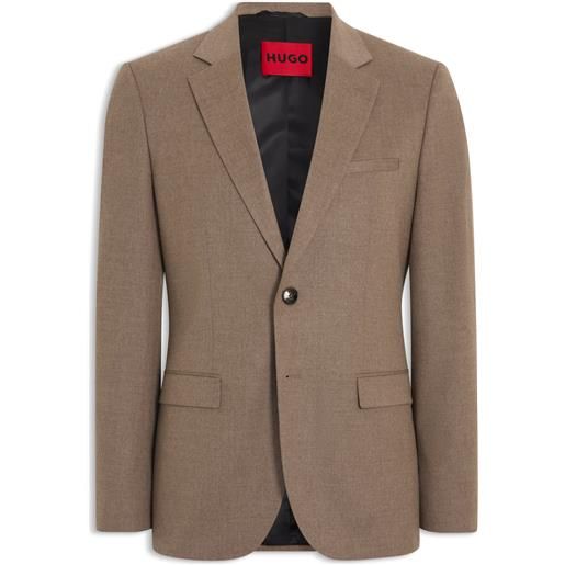 HUGO giacca da abito extra slim fit in flanella mélange, marrone