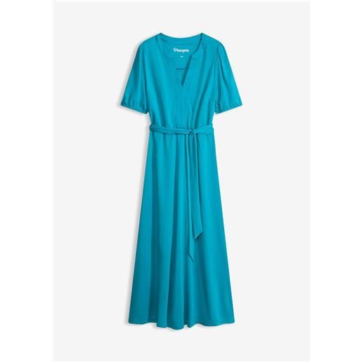 bonprix abito midi in piquet di viscosa con inserto di satin-blu