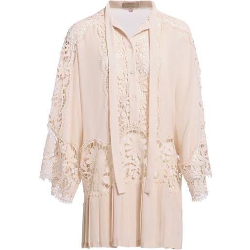 Elie Saab abito corto con dettagli macramé - toni neutri