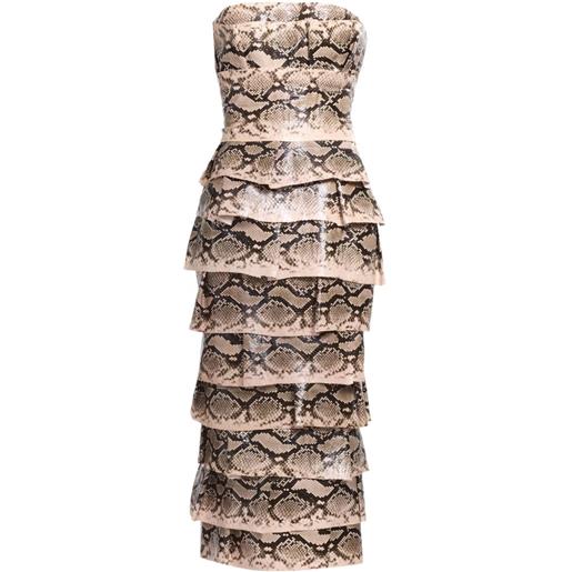 Elie Saab abito midi con effetto pelle di serpente - toni neutri
