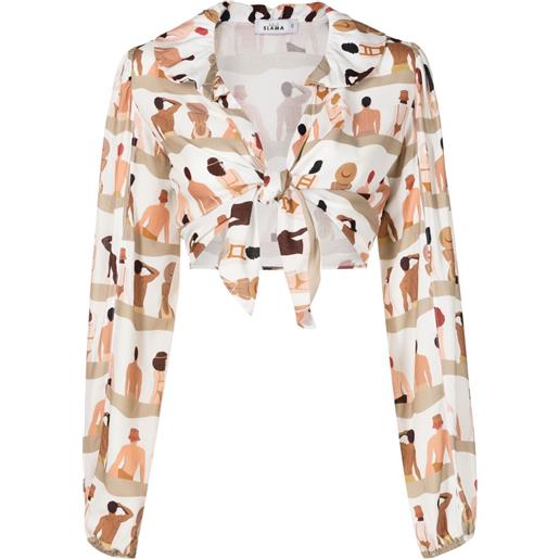 Amir Slama blusa crop con stampa grafica - toni neutri