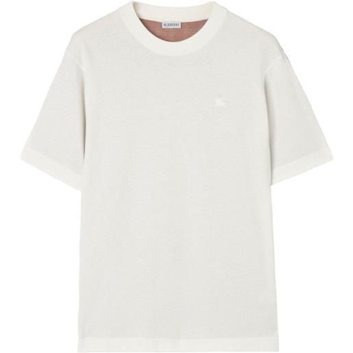 Burberry t-shirt in cotone a quadri - bianco