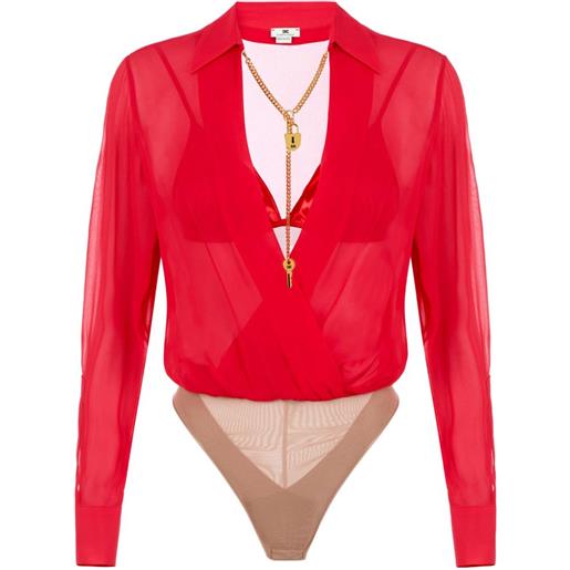 Elisabetta Franchi body con catena e lucchetto - rosso