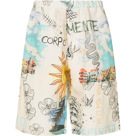 Amir Slama shorts con stampa grafica - toni neutri