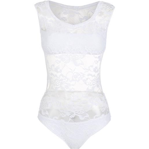 Amir Slama blusa smanicata con pizzo - bianco