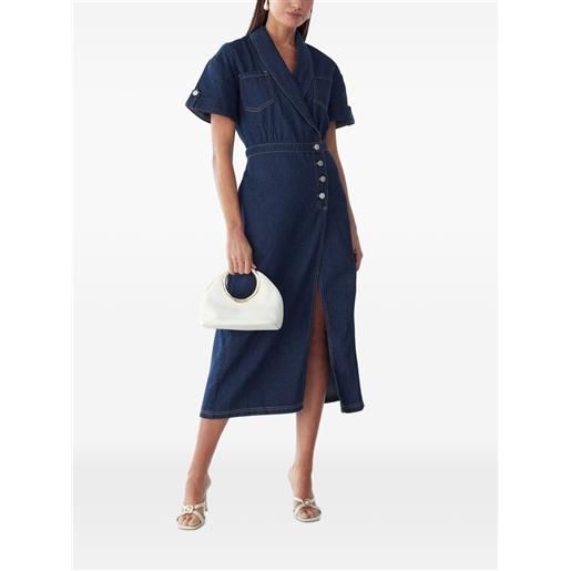 WILLA abito midi denim a portafoglio - blu