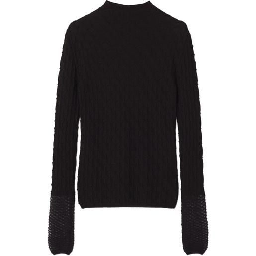 Lanvin top a collo alto in lana e mohair - nero
