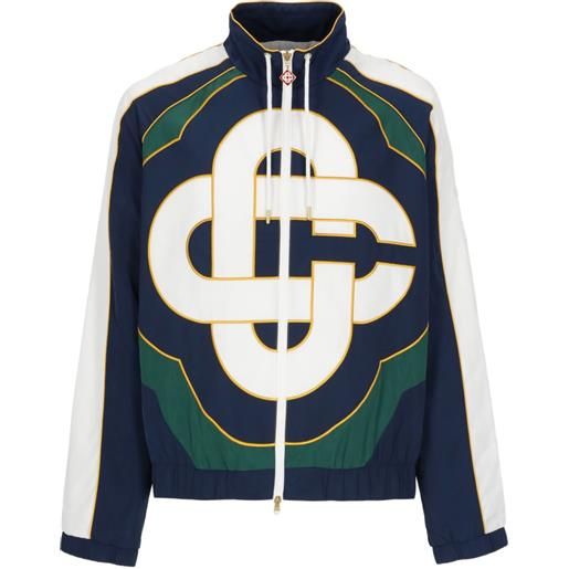Casablanca cappotto con cappuccio e logo - blu