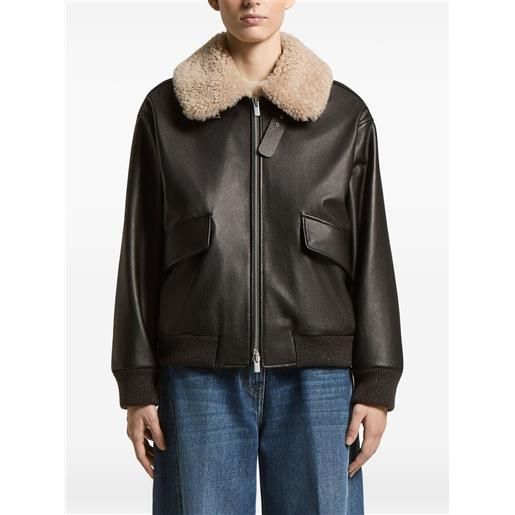 Peserico bomber con colletto in shearling - nero