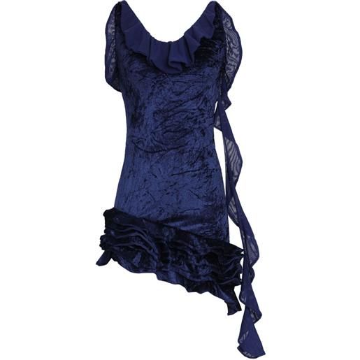Amir Slama x astrid abito corto con ruches - blu