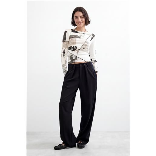 Desigual, pantalone lungo dritto, donna, nero, l