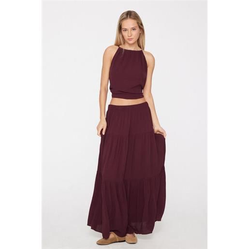 Tezenis gonna lunga a ruota in tela crepe donna rosso
