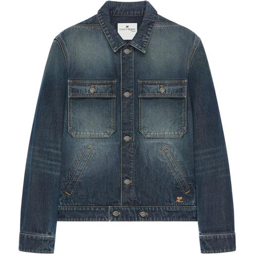 Courrèges giacca denim con ricamo - blu