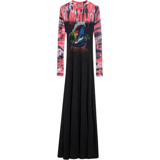 Balenciaga abito lungo con fantasia tie dye - nero