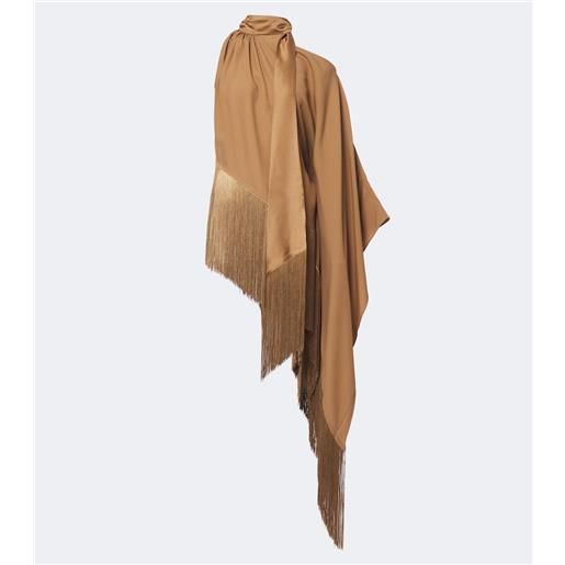 Taller Marmo blusa atlas in crêpe cady con frange