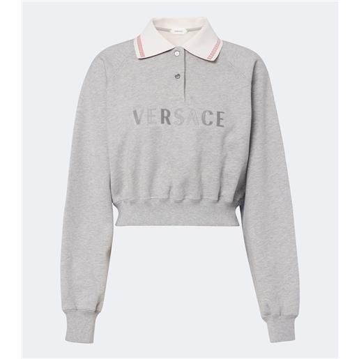 Versace polo cropped in jersey di cotone