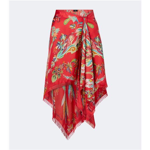 Etro minigonna asimmetrica in twill di seta