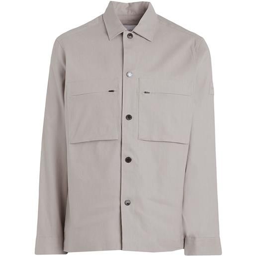 CALVIN KLEIN - camicia tinta unita - tortora